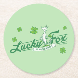 Dessous De Verre Rond Dr Seuss   Lucky Fox Dans Ses Chaussettes Irlandai