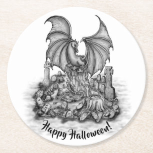 Dessous De Verre Rond Dragon avec Zombie