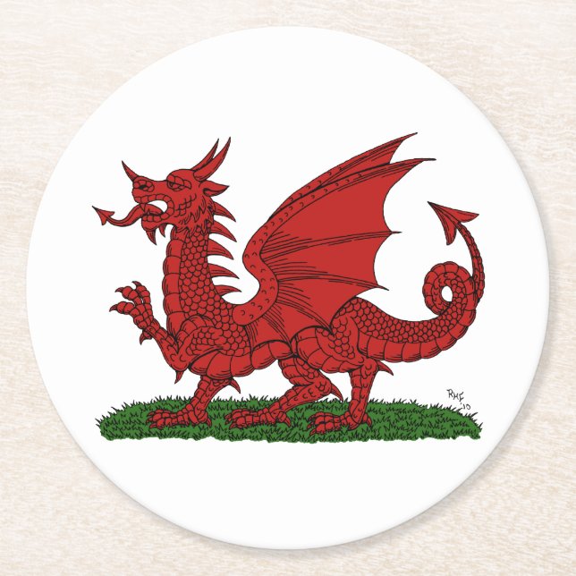 Dessous De Verre Rond Dragon rouge du Pays de Galles (Devant)