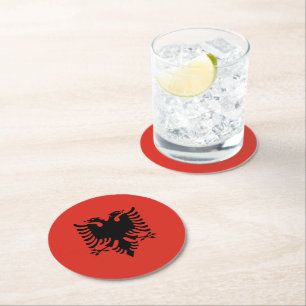 Dessous De Verre Rond Drapeau albanais