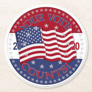 Dessous De Verre Rond Drapeau américain 2020 Votre vote compte