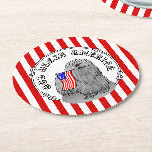Dessous De Verre Rond Drapeau américain patriotique USA Puli Dog (gris)