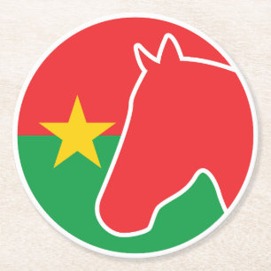 Dessous De Verre Rond Drapeau animal national Burkinabé