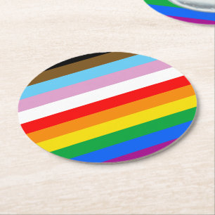 Dessous De Verre Rond Drapeau arc-en-ciel de la fierté LGBTQ+ INCLUSIF