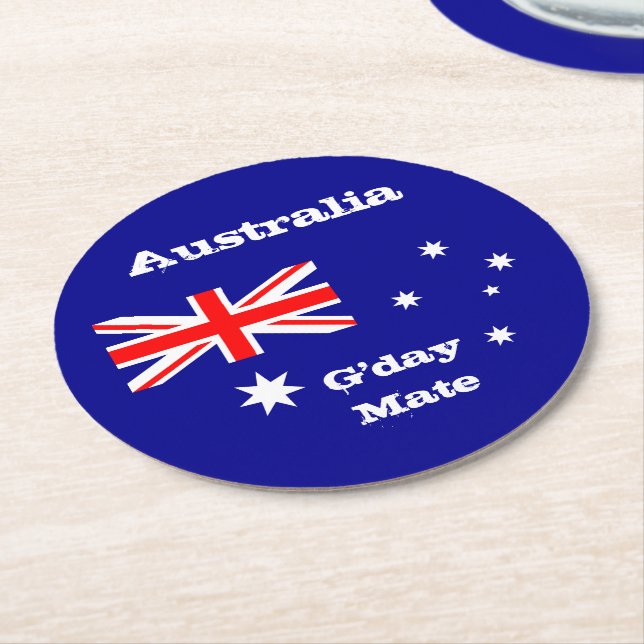 Dessous De Verre Rond Drapeau australien & dessous de verre d'accoupleme (Incliné)