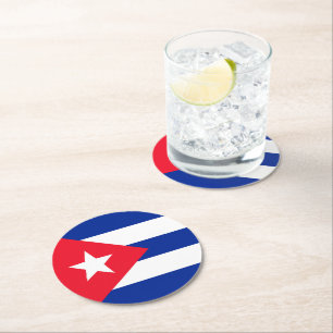 Dessous De Verre Rond Drapeau Cuba