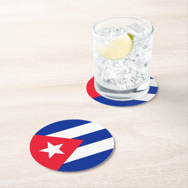 Dessous De Verre Rond Drapeau Cuba (En situation)