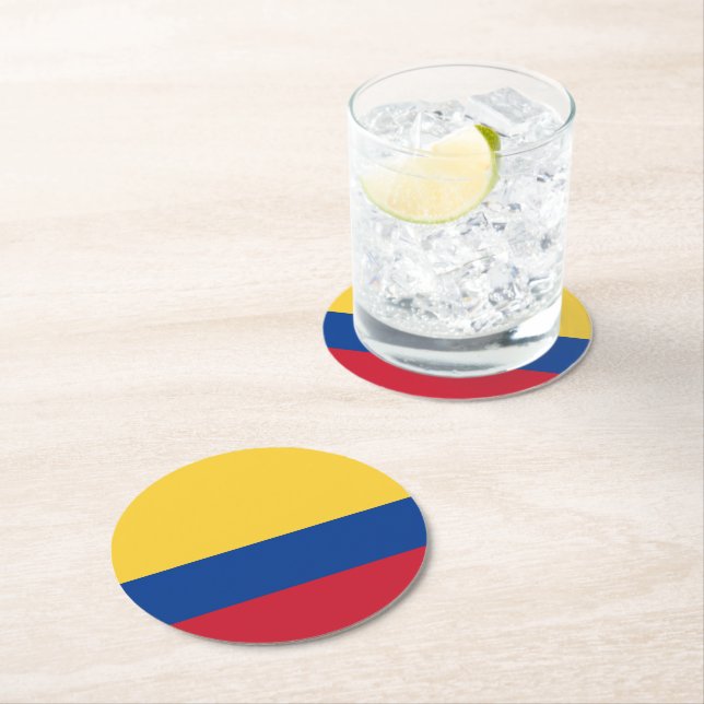 Dessous De Verre Rond Drapeau de Colombie (En situation)