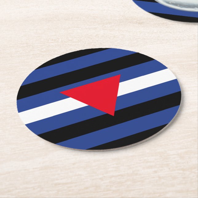 Dessous De Verre Rond Drapeau de fierté cuir queer (Incliné)
