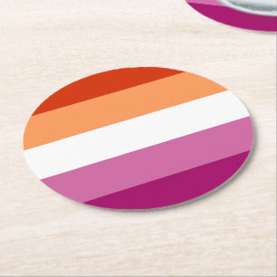 Dessous De Verre Rond Drapeau de fierté lesbienne (5 bandes)