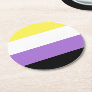 Dessous De Verre Rond Drapeau de fierté non binaire