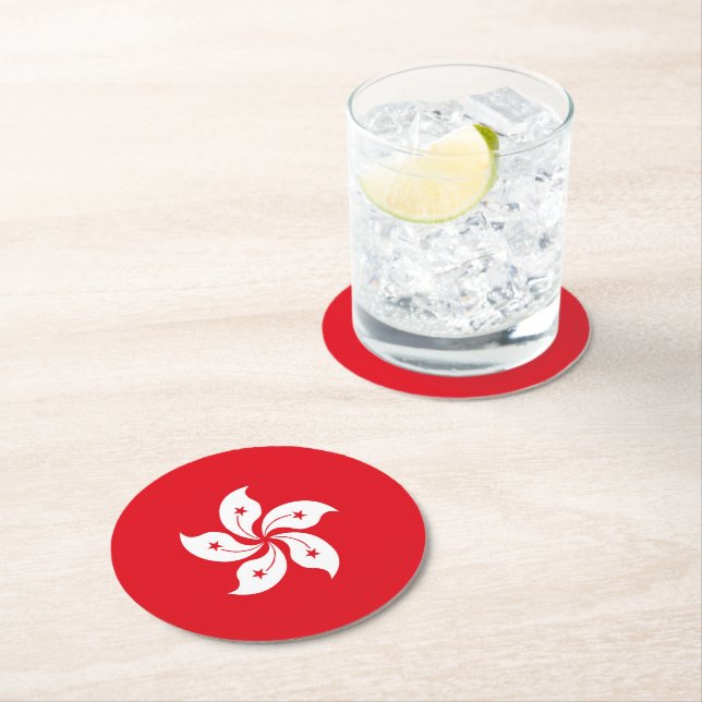 Dessous De Verre Rond Drapeau de Hong Kong (En situation)