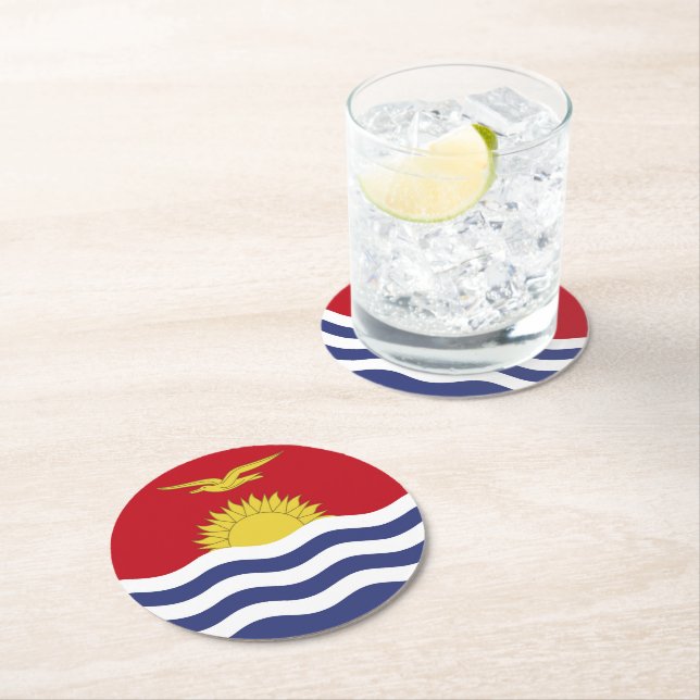 Dessous De Verre Rond Drapeau de Kiribati (En situation)