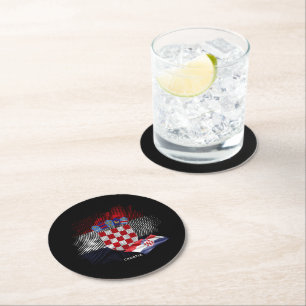 Dessous De Verre Rond Drapeau de la Croatie