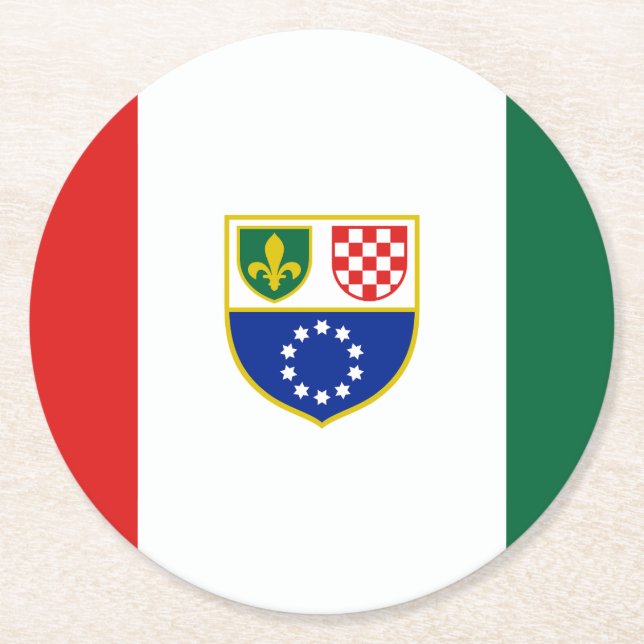 Dessous De Verre Rond Drapeau de la Fédération de Bosnie (Devant)