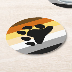 Dessous De Verre Rond Drapeau de la fierté de l'ours avec patte