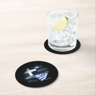 Dessous De Verre Rond Drapeau de la Grèce