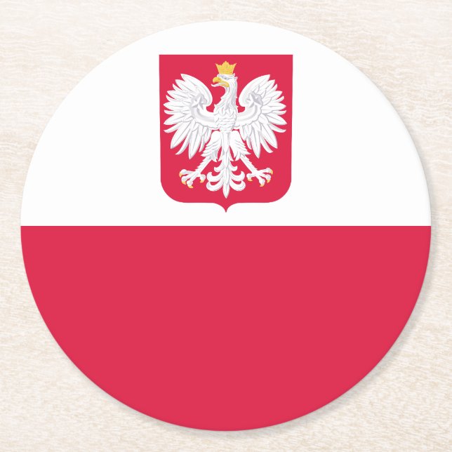 Dessous De Verre Rond Drapeau de la Pologne (Devant)