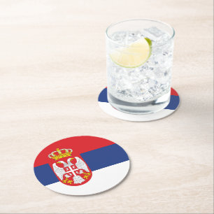 Dessous De Verre Rond drapeau de la Serbie