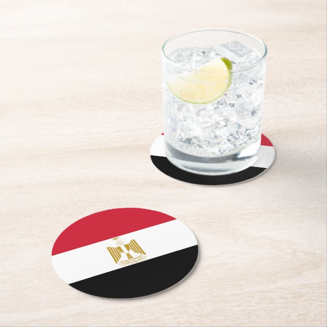 Dessous De Verre Rond Drapeau de l'Égypte (En situation)