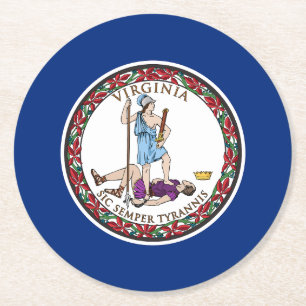 Dessous De Verre Rond Drapeau de l'État de Virginie