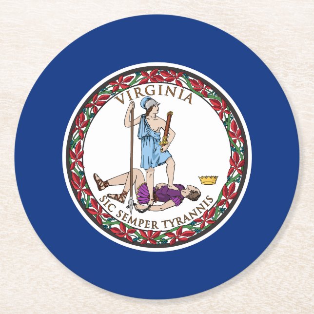 Dessous De Verre Rond Drapeau de l'État de Virginie (Devant)