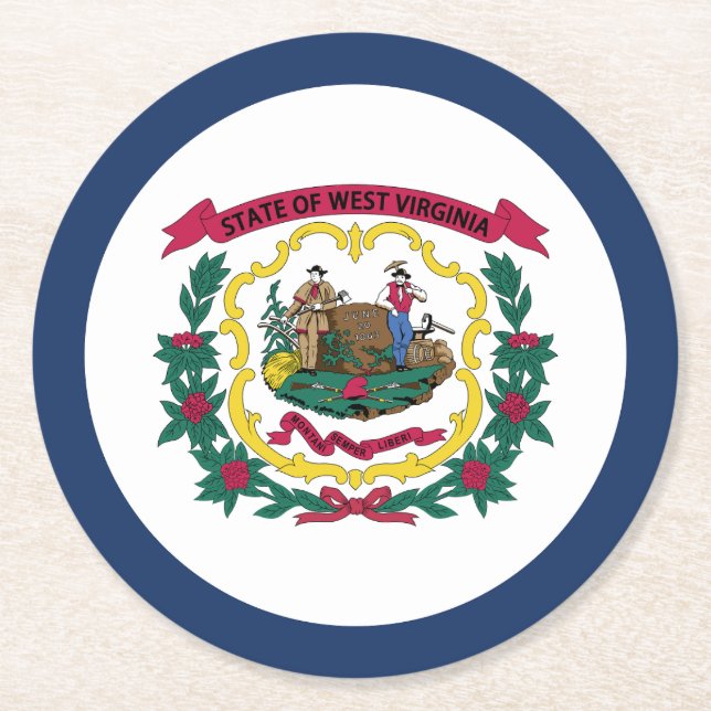 Dessous De Verre Rond Drapeau de l'État de Virginie occidentale (Devant)