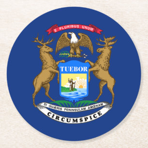 Dessous De Verre Rond Drapeau de l'État du Michigan