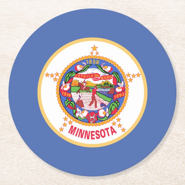 Dessous De Verre Rond Drapeau de l'État du Minnesota (Devant)