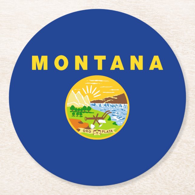 Dessous De Verre Rond Drapeau de l'État du Montana (Devant)