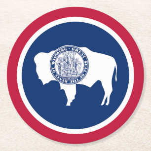 Dessous De Verre Rond Drapeau de l'État du Wyoming