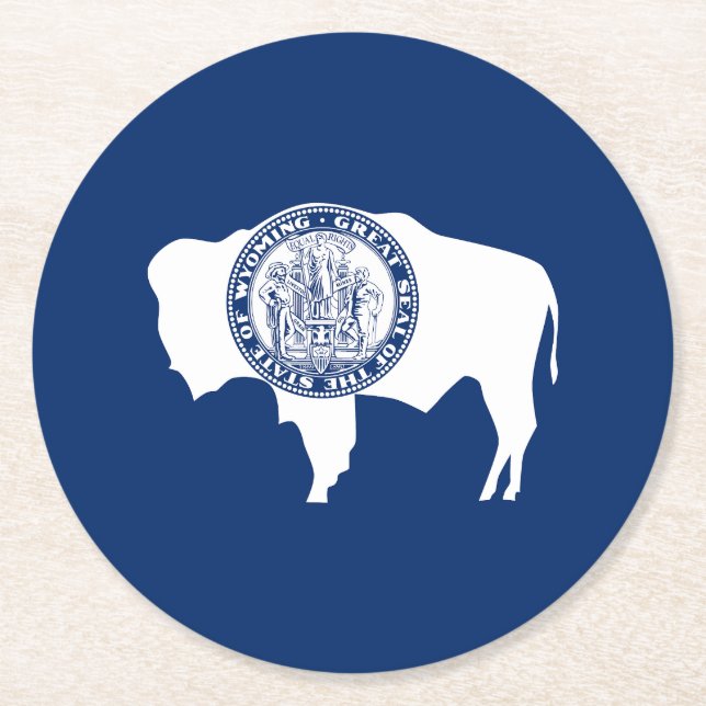 Dessous De Verre Rond Drapeau de l'État du Wyoming (Devant)
