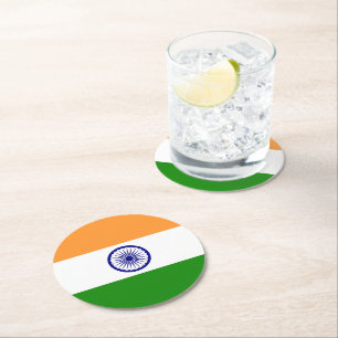 Dessous De Verre Rond Drapeau de l'Inde