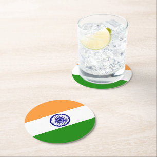Dessous De Verre Rond Drapeau de l'Inde