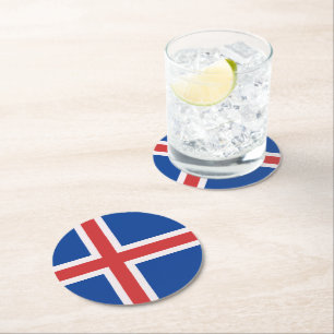 Dessous De Verre Rond Drapeau de l'Islande