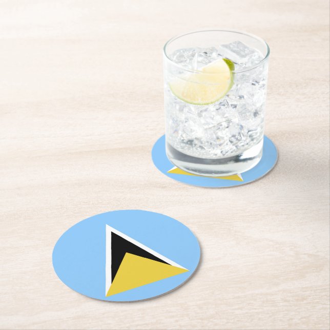 Dessous De Verre Rond Drapeau de Sainte-Lucie (En situation)