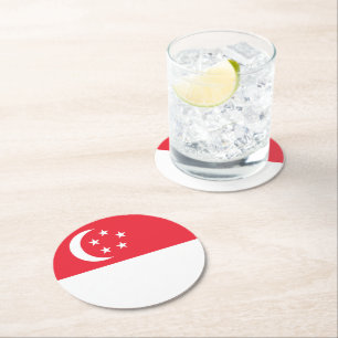 Dessous De Verre Rond Drapeau de Singapour