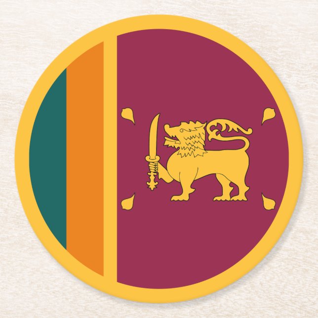 Dessous De Verre Rond Drapeau de Sri Lanka (Devant)