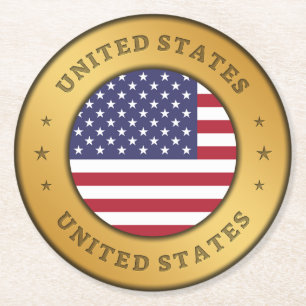 Dessous De Verre Rond Drapeau des États-Unis