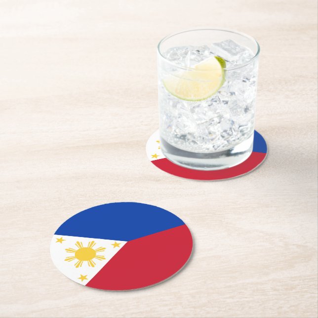 Dessous De Verre Rond drapeau des Philippines (En situation)