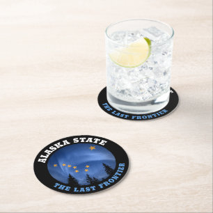 DESSOUS DE VERRE ROND DRAPEAU D'ÉTAT D'ALASKA