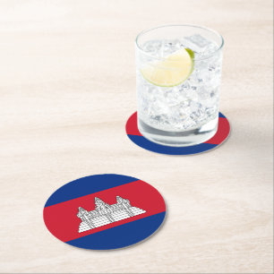 Dessous De Verre Rond drapeau du Cambodge
