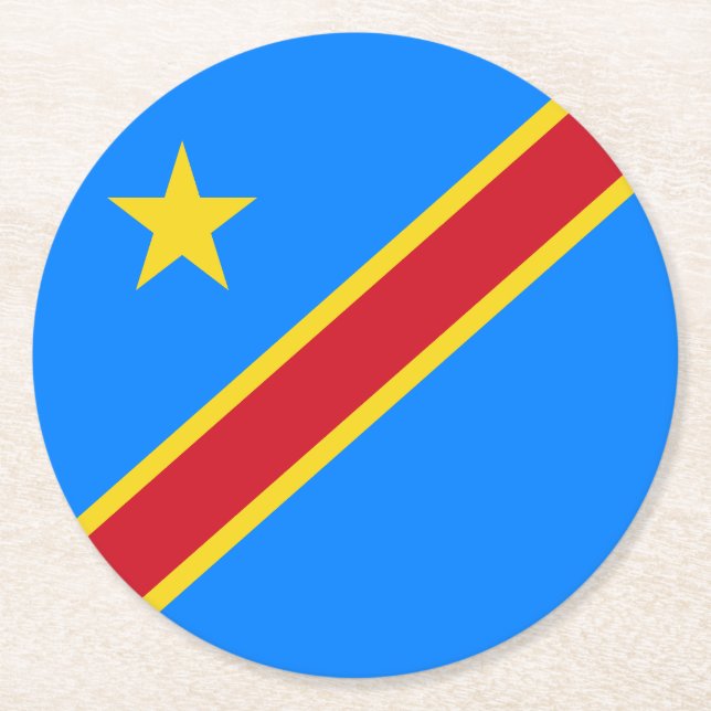 Dessous De Verre Rond Drapeau du Congo Kinshasa (Devant)