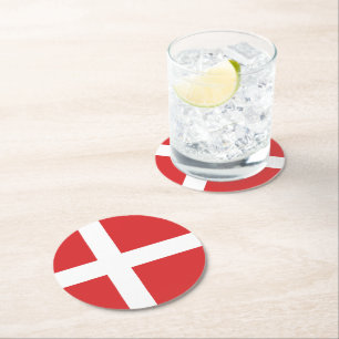 Dessous De Verre Rond Drapeau du Danemark