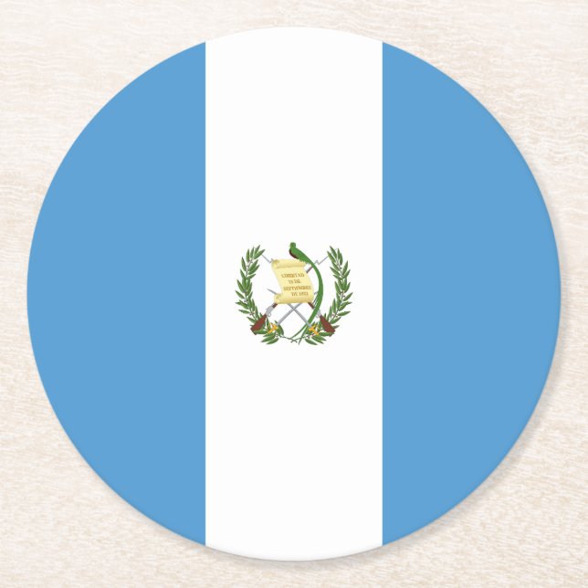 Dessous De Verre Rond Drapeau du Guatemala (Devant)