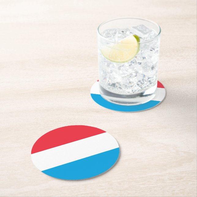 Dessous De Verre Rond Drapeau du Luxembourg (En situation)