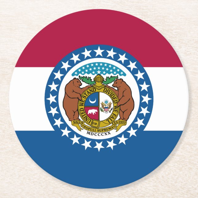 Dessous De Verre Rond Drapeau du Missouri (Devant)