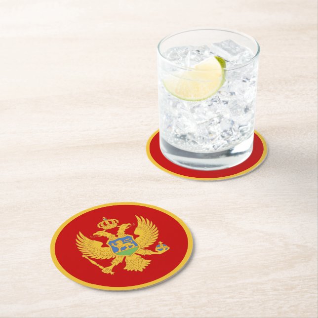 Dessous De Verre Rond Drapeau du Monténégro (En situation)