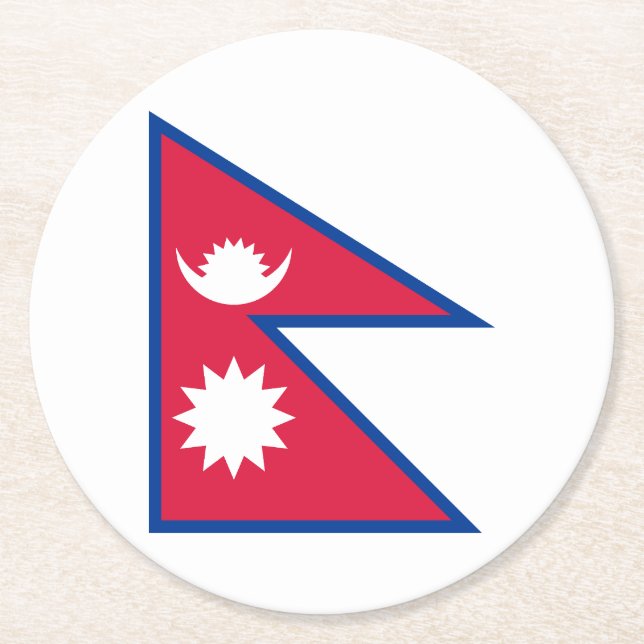 Dessous De Verre Rond Drapeau du Népal (Devant)