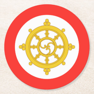 Dessous De Verre Rond Drapeau du Royaume de Sikkim